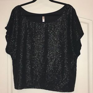 Xhilaration Black sequined XL top